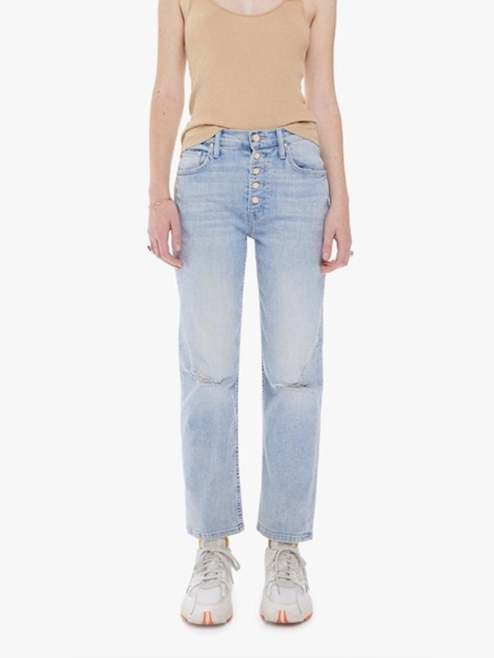 MOTHER Light Wash High-Rise Straight Jeans